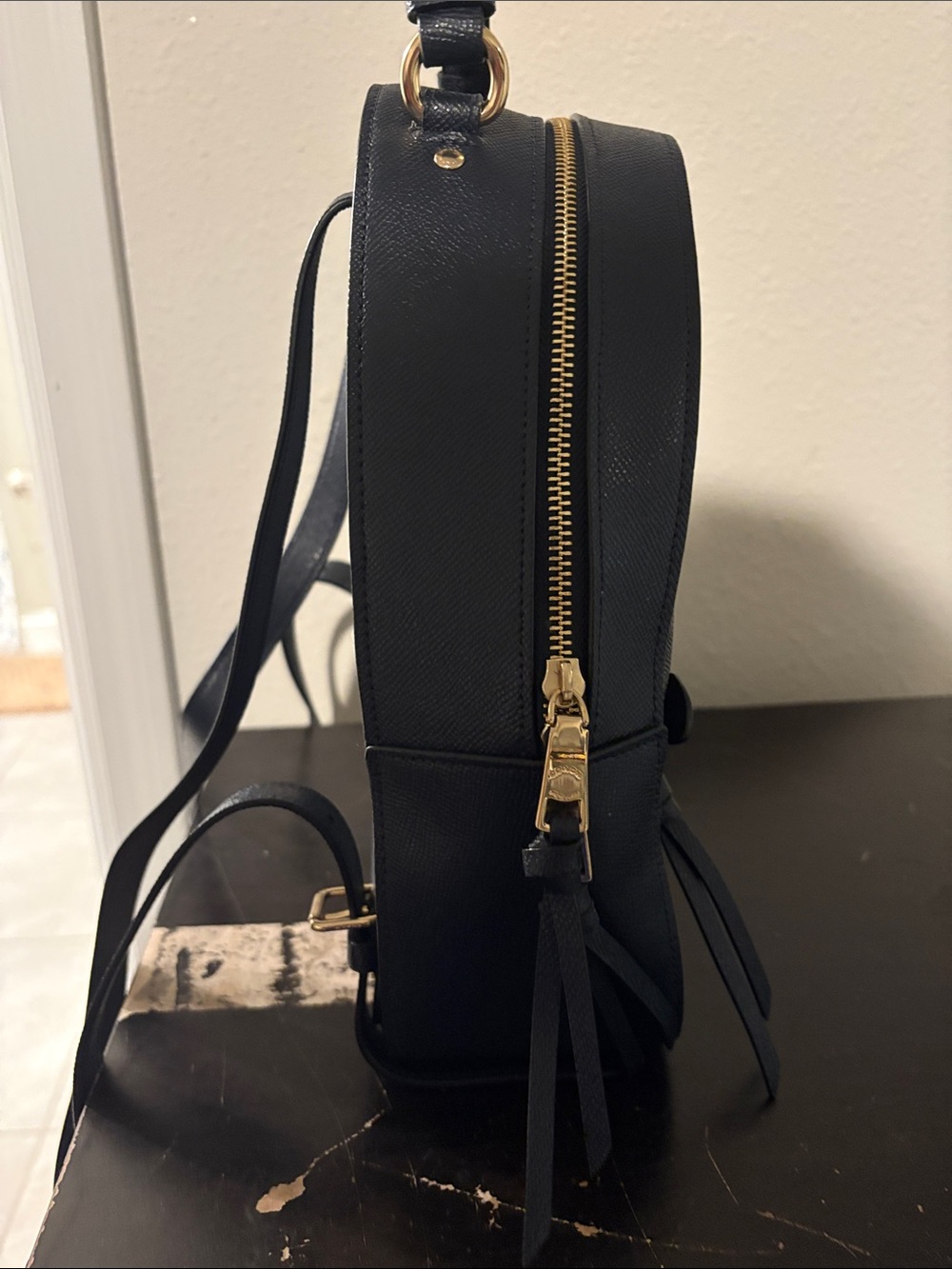 COACH Black Leather Dome Backpack with Gold Hardware - Picture 2 of 5